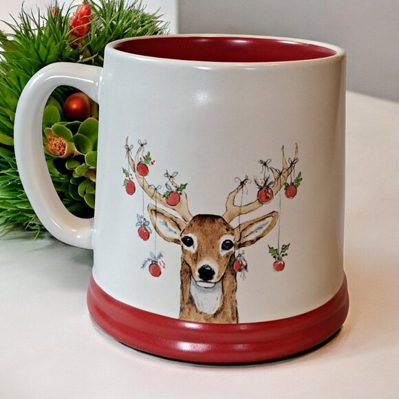 Rae Dunn Christmas Mug, Cocoa Kisses Reindeer, 20oz Ceramic Double Sided Cup - Picture 3 of 6